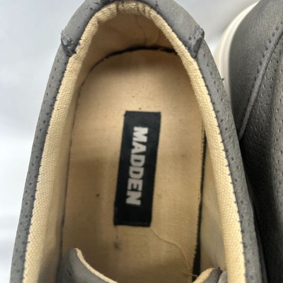 STEVE MADDEN M-Renold Gray Leather Sneakers- Grey Suede Boat Shoes- Men'… - Picture 8 of 9